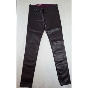 AG Adriano Goldschmied The Legging Super Skinny Coated Burgundy Jeans 27R